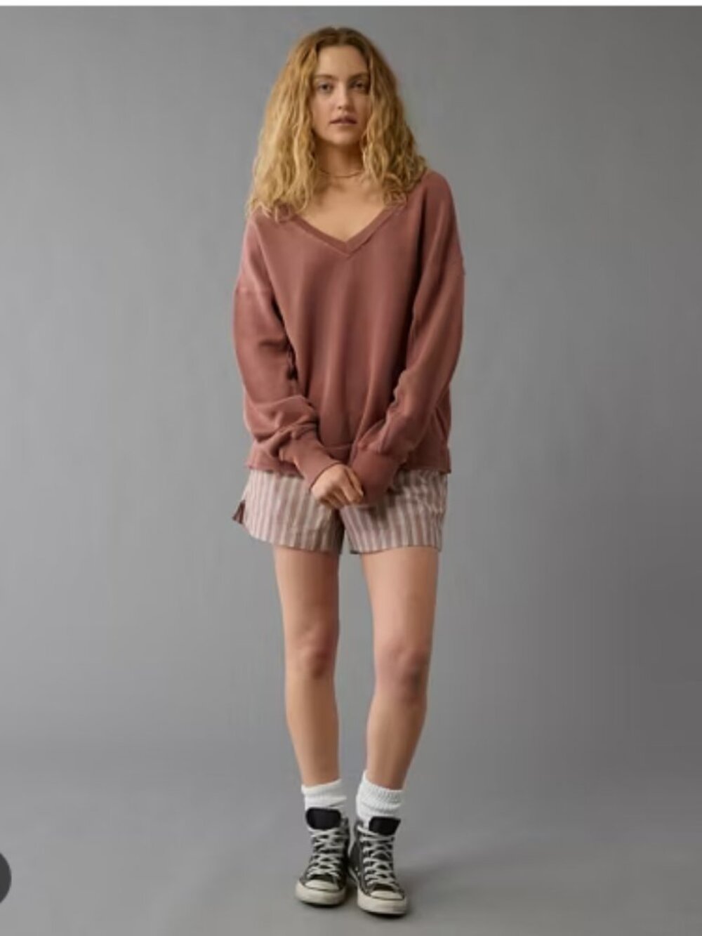 American Eagle Outfitters Saltwash Double V-Neck Sweatshirt; NWT; Size Small